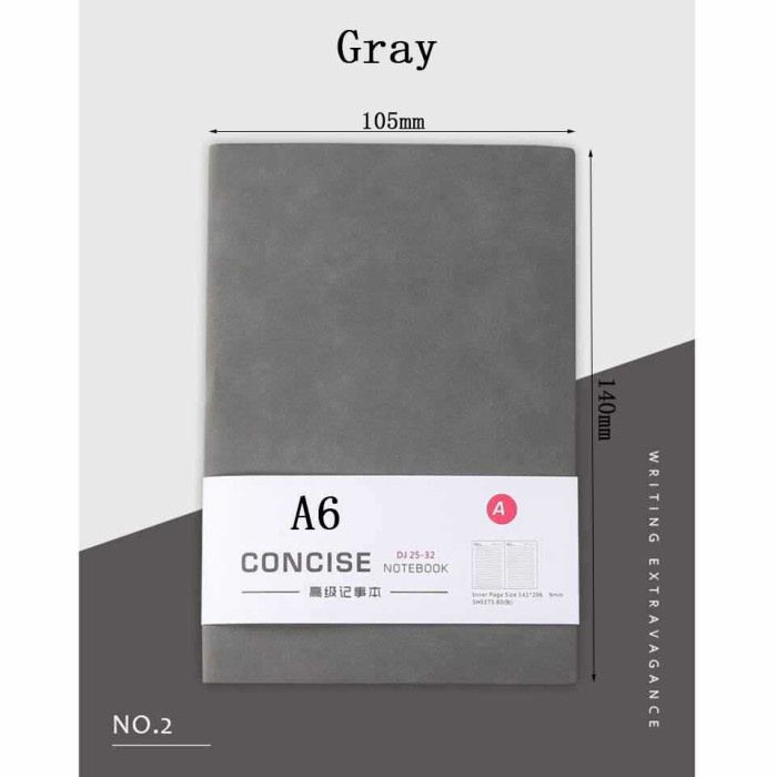 

Buku Catatan Jurnal Notebook Cover PU Leather A6 - Gray