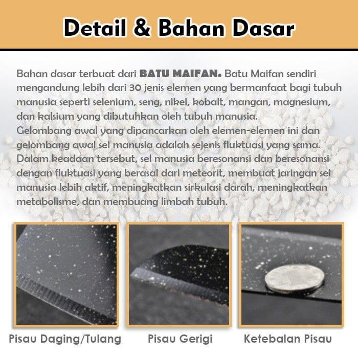 Pisau Motif Granit HitamBatu Maifan keramik Dapur 5 Pcs In 1 Set