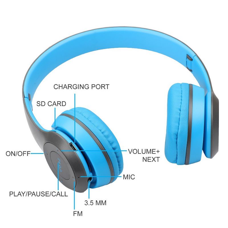 Headphone Bluetooth P47 Headset Bando Gaming Lipat Wireless Audio Stereo Super BASS