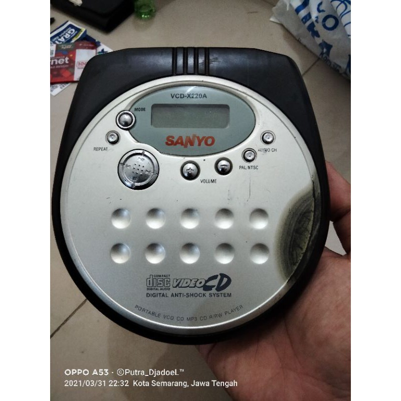 Pemutar CD VCD Player Portable Sanyo X220A Not Walkman Tape Cassete Sony Philips Mega Bass Nokia E90