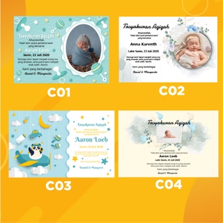 

kartu tasyakuran aqiqah / kartu tasyakuran kelahiran bayi / kartu aqiqah 1 hari jadi