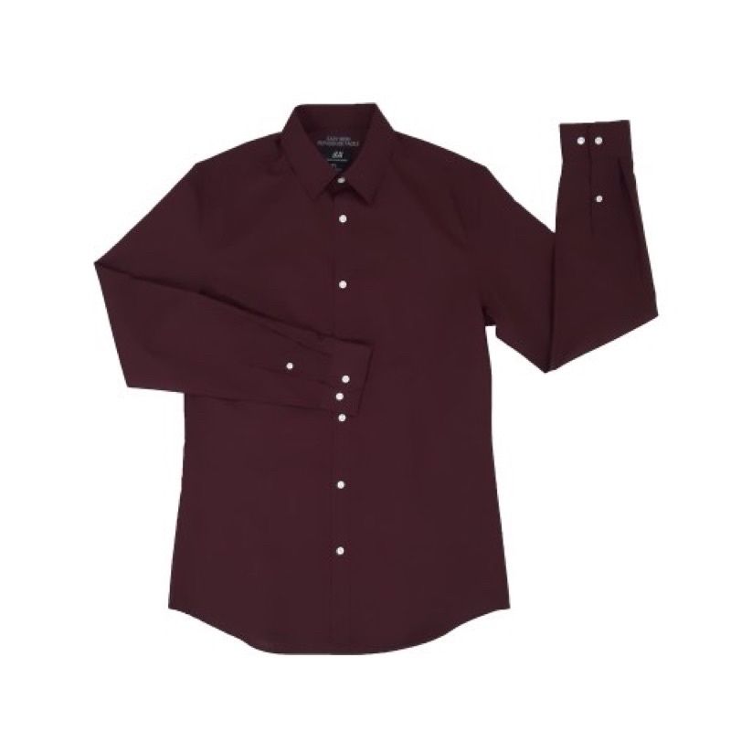 kemeja h&m easy iron slim fit maroon/kemeja hnm murah