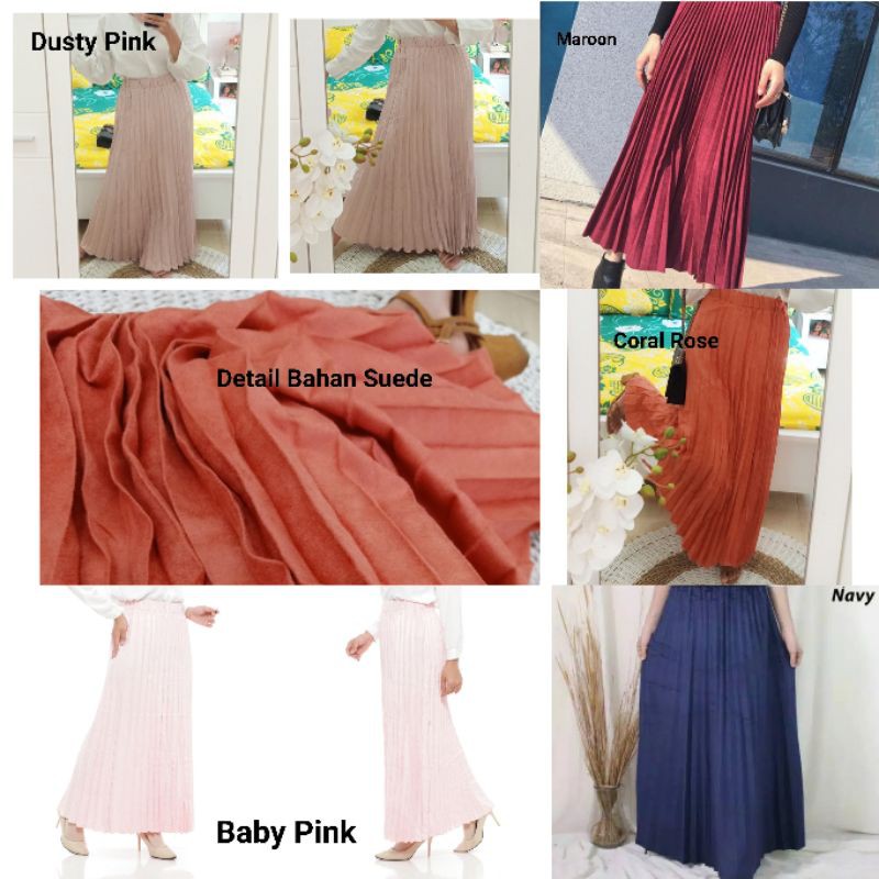 ALEEYA (PROMO BIG SALE) Rok Plisket Suede Mayung  / Plisket Skirt Suede (RK2114)