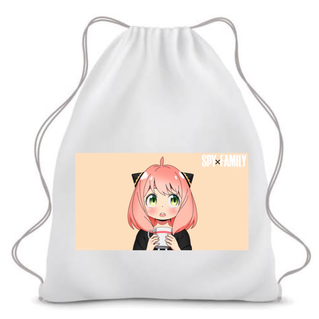 BISA CUSTOM SATUAN STRINGBAG Printing SPY X FAMILY anya forger yor loid anime manga jepang drawstring tas serus ransel sekolah kuliah kampus olahraga string bag|| Kiiyoomii ||