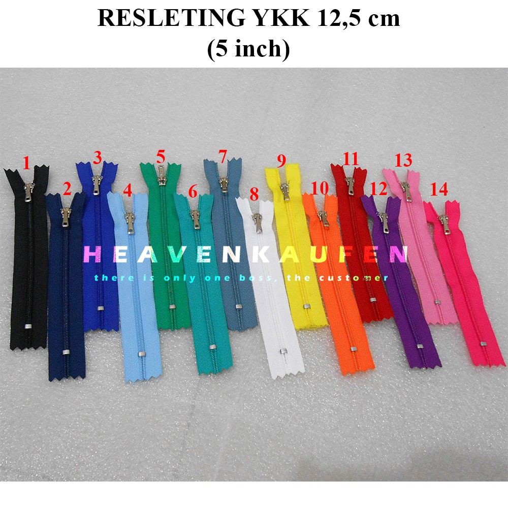 Resleting / Zipper YKK 12,5 cm (5 inch) Murah Warna Warni