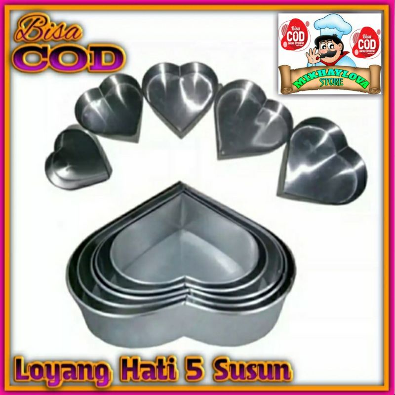 Loyang Hati / Loyang Love 5 pcs Berbeda Ukuran TERMURAH
