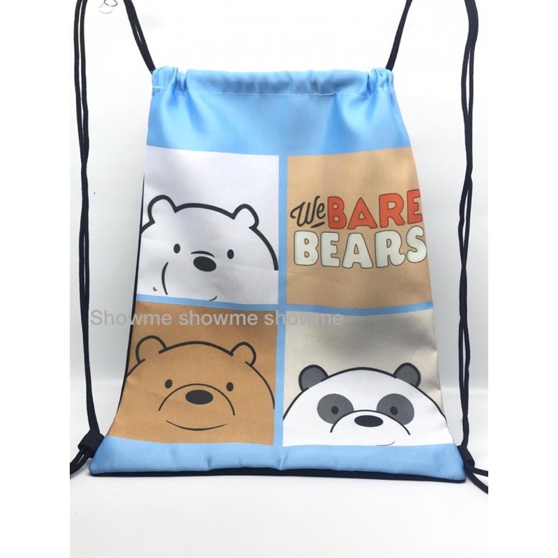 tas ransel anak sekolah serut / string  bag tk - sd -smp / we bare bears toska - kuning - biru muda