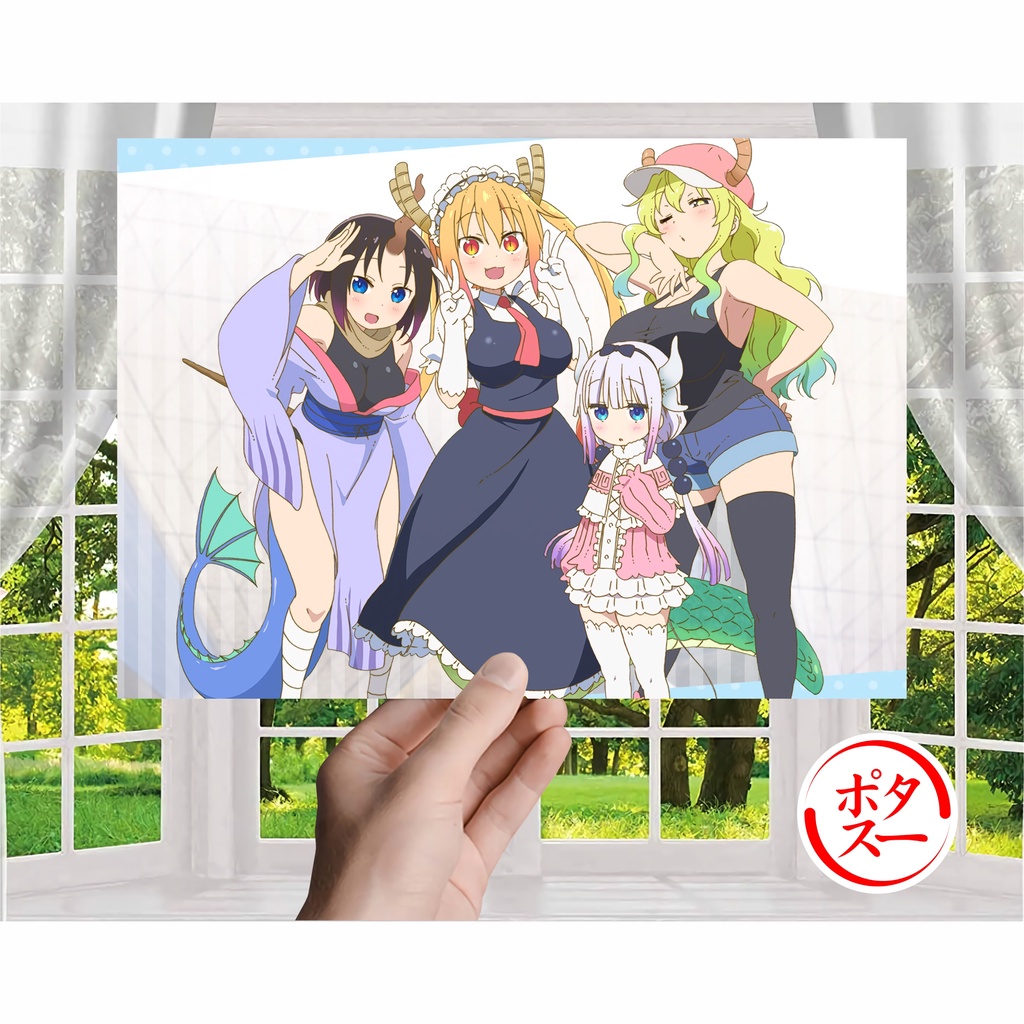 Koleksi Poster Anime Kobayashi-san Chi no Maid Dragon - Kobayashi Tohru Kanna Elma Lucoa - Size A4+-All Dragon