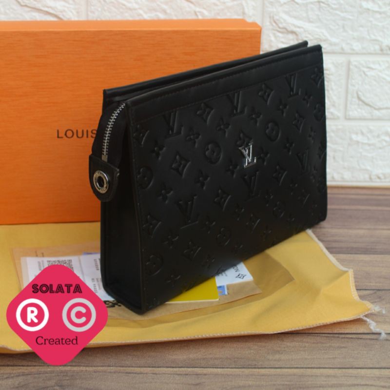 Handbag kulit import Mono Damier / Clutch pria wanita