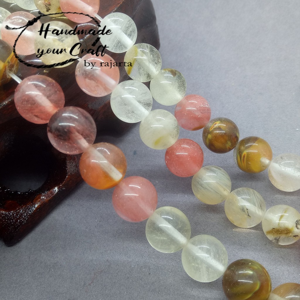 Butir Batu Cherry Quartz Beads Natural Loose Stone