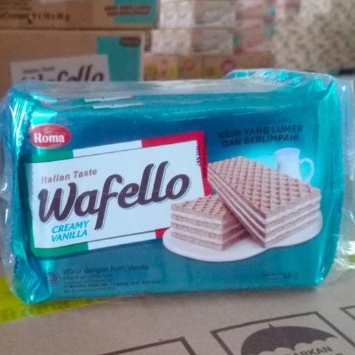 WAFELLO WAFER VANILLA 46 GRAM BUTTER CARAMEL CHOCO BLAST COCONUT 46gr VANILA gr ROMA MAYORA ITALIAN 