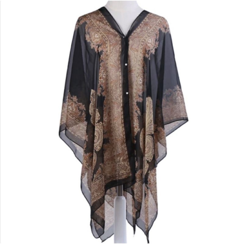 Scarf outer / selendang Viral TIK-TOK / Selendang import / outer scarf /Syal pantai / scarf /scarf Pantai-Hitam