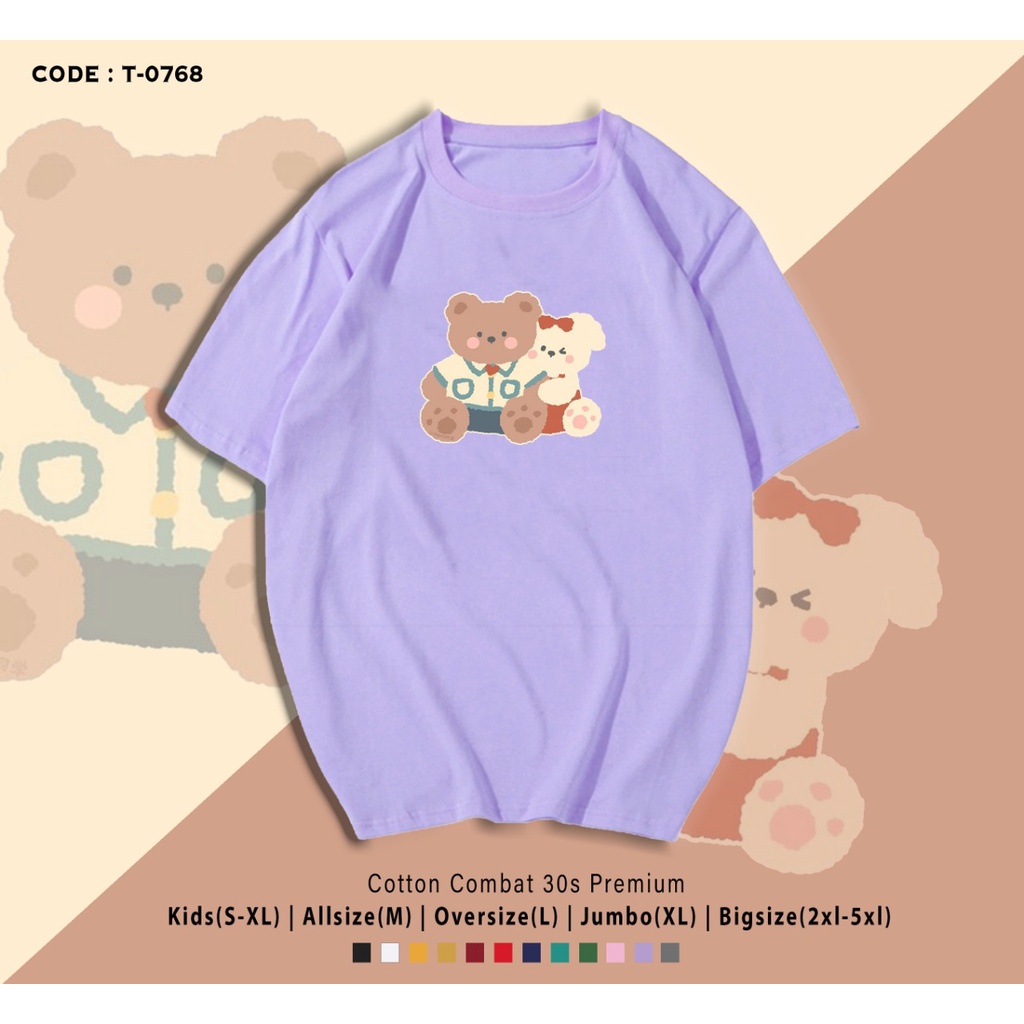 T-SHIRT UNISEX/ GAMBAR BEAR TWINS / IMPORT / KADO UNIK / BAHAN ADEM ADEM / KAOS SANTAI TERMURAH / CUSTOM TEE