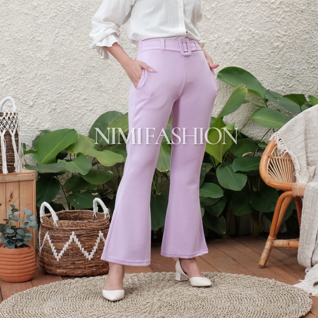 Celana Premium Scuba Import / Celana Cutbray Office Pants Import / Bawahan High Waist Cutbray wanita