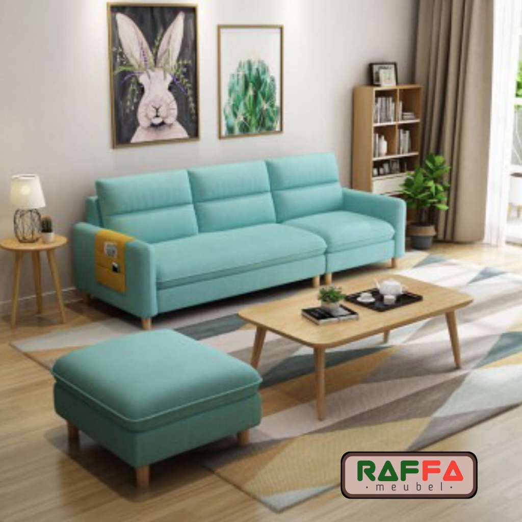 R07 RAFFA MEUBEL - Sofa Retro Scandinavian Cocok Rumah Estetik, Bisa Custom, Free Ongkir Jabodetabek