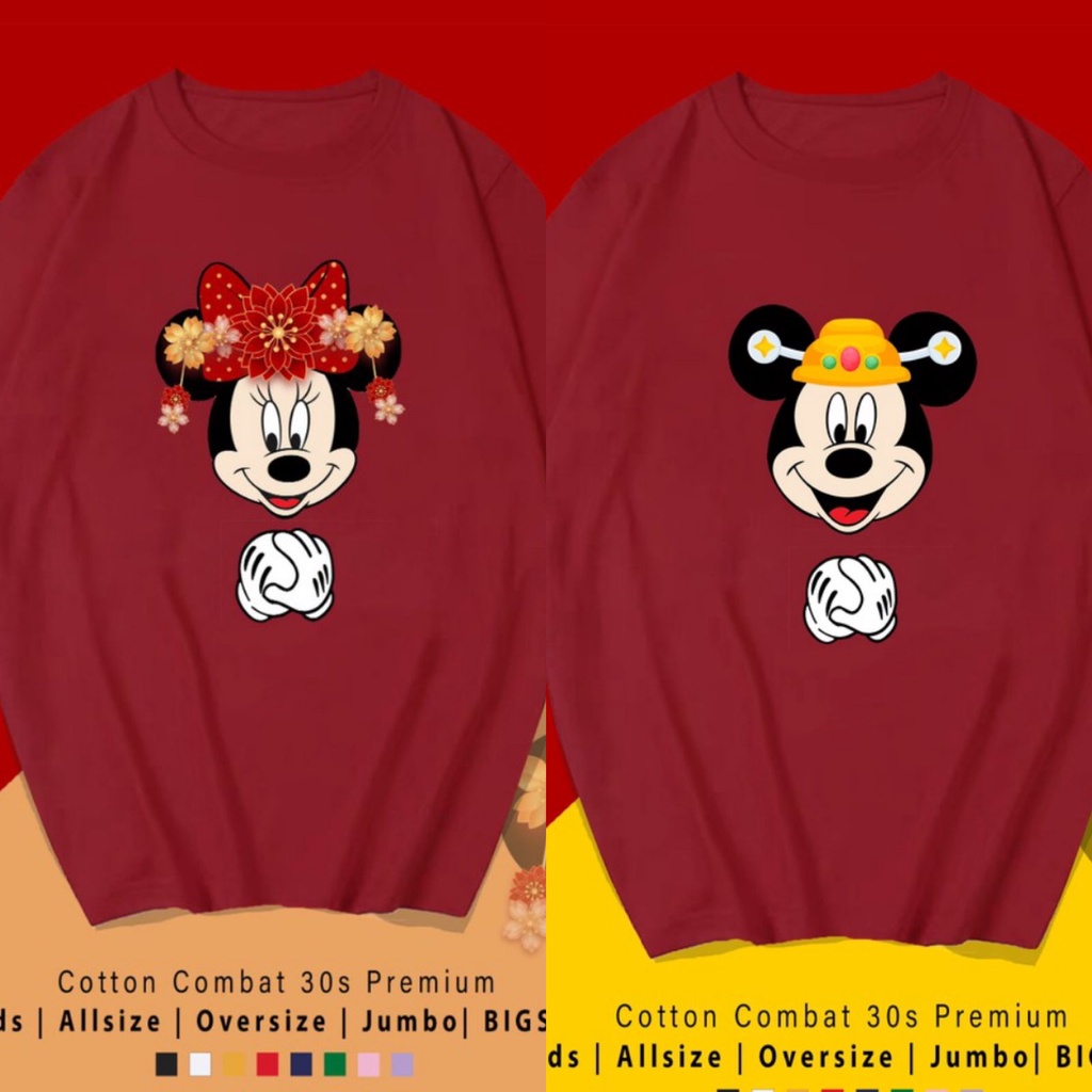 FREE CUSTOM NAMA - MICKEY MINNIE KIONGHI /BAJU KAOS KATUN WANITA LENGAN PENDEK / TUMBLR TEE IMLEK