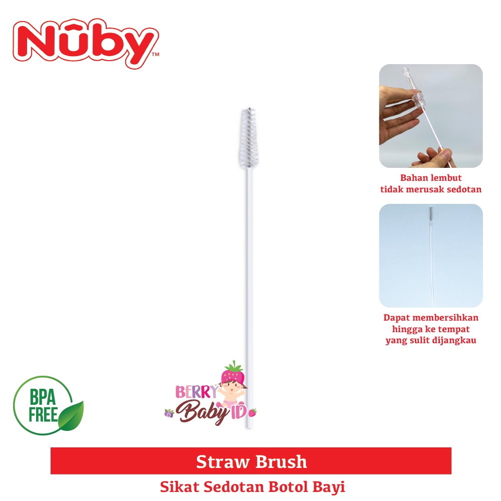 Nuby Straw Brush Sikat Sedotan Botol Minum Bayi BPA Free Berry Mart