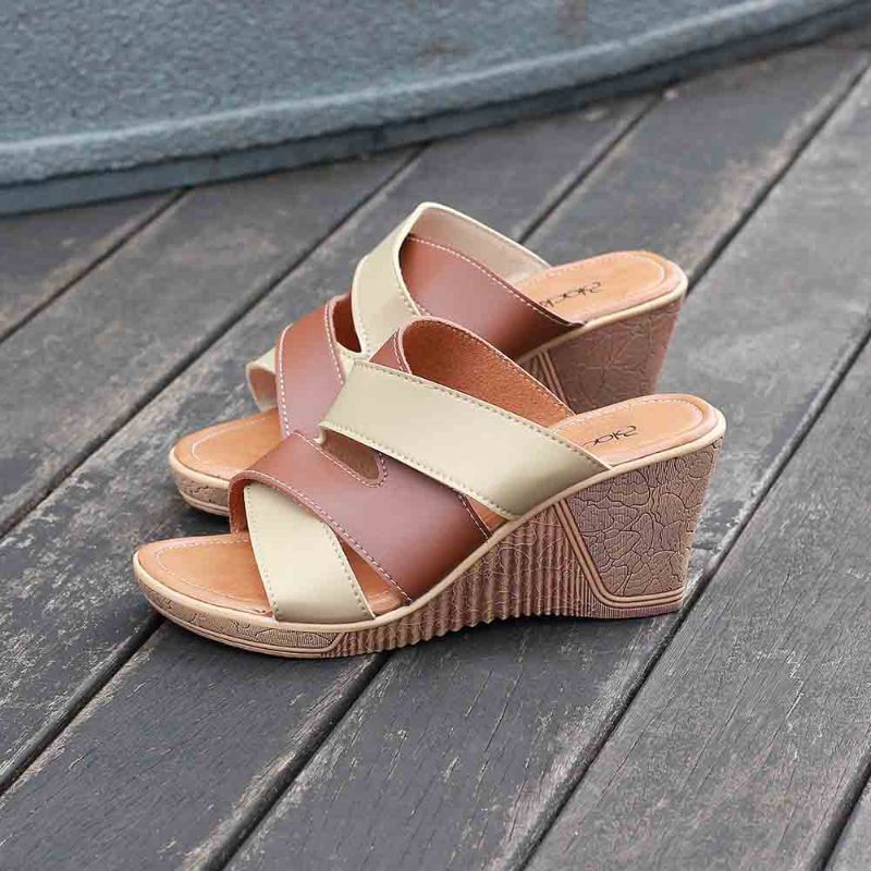 Sandal wedges wanita super premium high quality garansi original