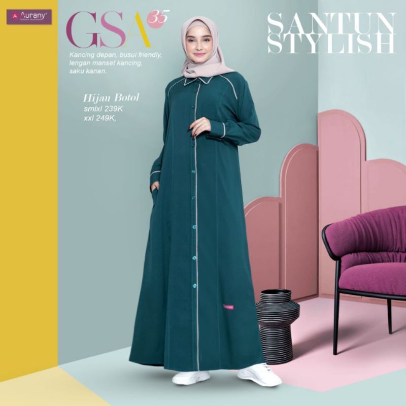 GAMIS AURANY GSA 35 - HIJAU BOTOL #TERBARU 2021 BAJU REMAJA DEWASA BUSUI KUALITAS PREMIUM #COD