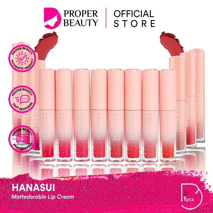 HANASUI Mattedorable Lip Cream Indonesia / Make Up Lipstick Matte Boba Edition / Tint Stain / Micellar Setting Spray Serum Cushion Loose Powder Blush Eyeshadow Mascara Pencil Liner Pen / Skincare Acne Flawless Body Spa Sunscreen Hair Mask / Paket Set Men