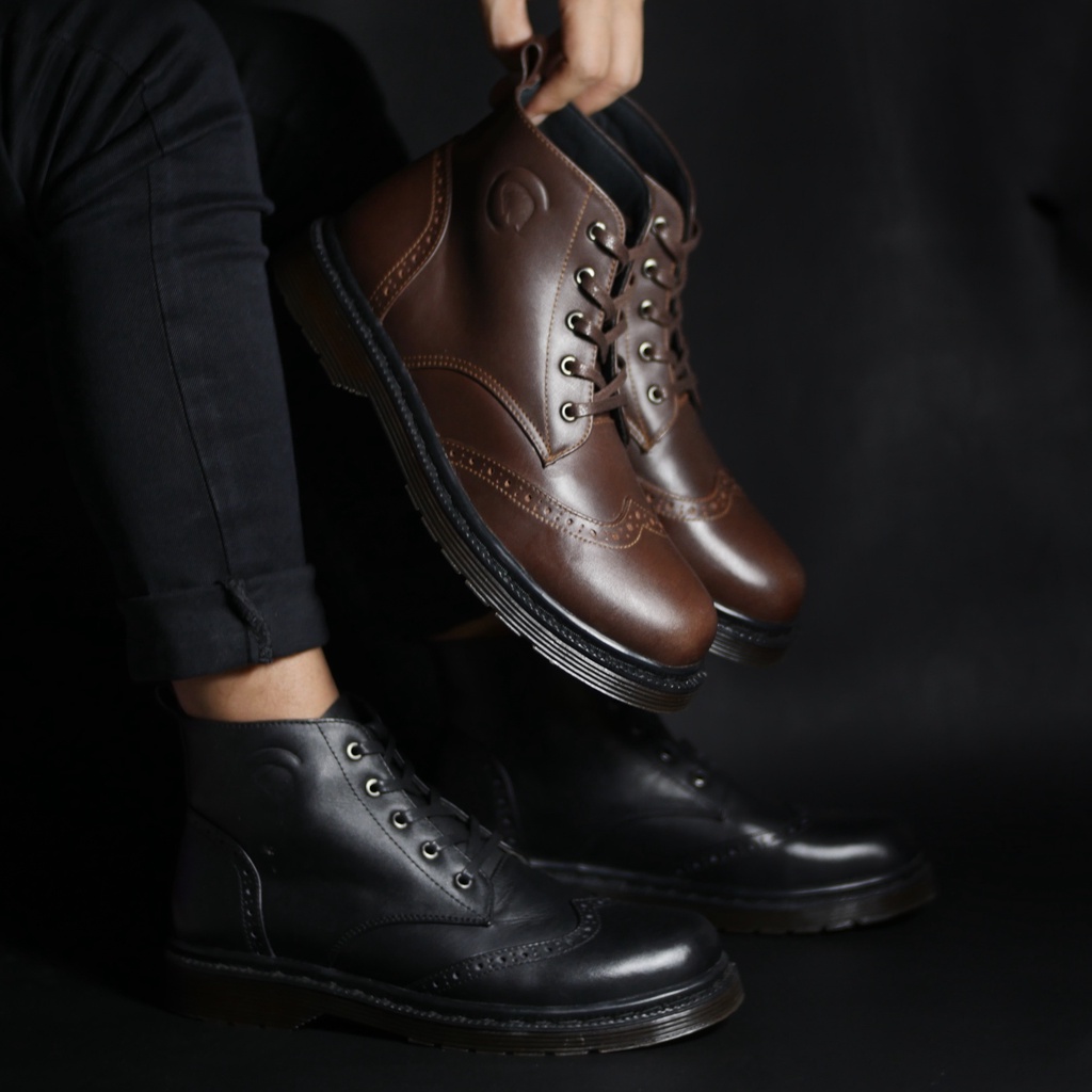 Pellife Black (Kulit Asli) - Boots Pria Kulit Asli Kasual Original - Boot Kulit Sapi Asli