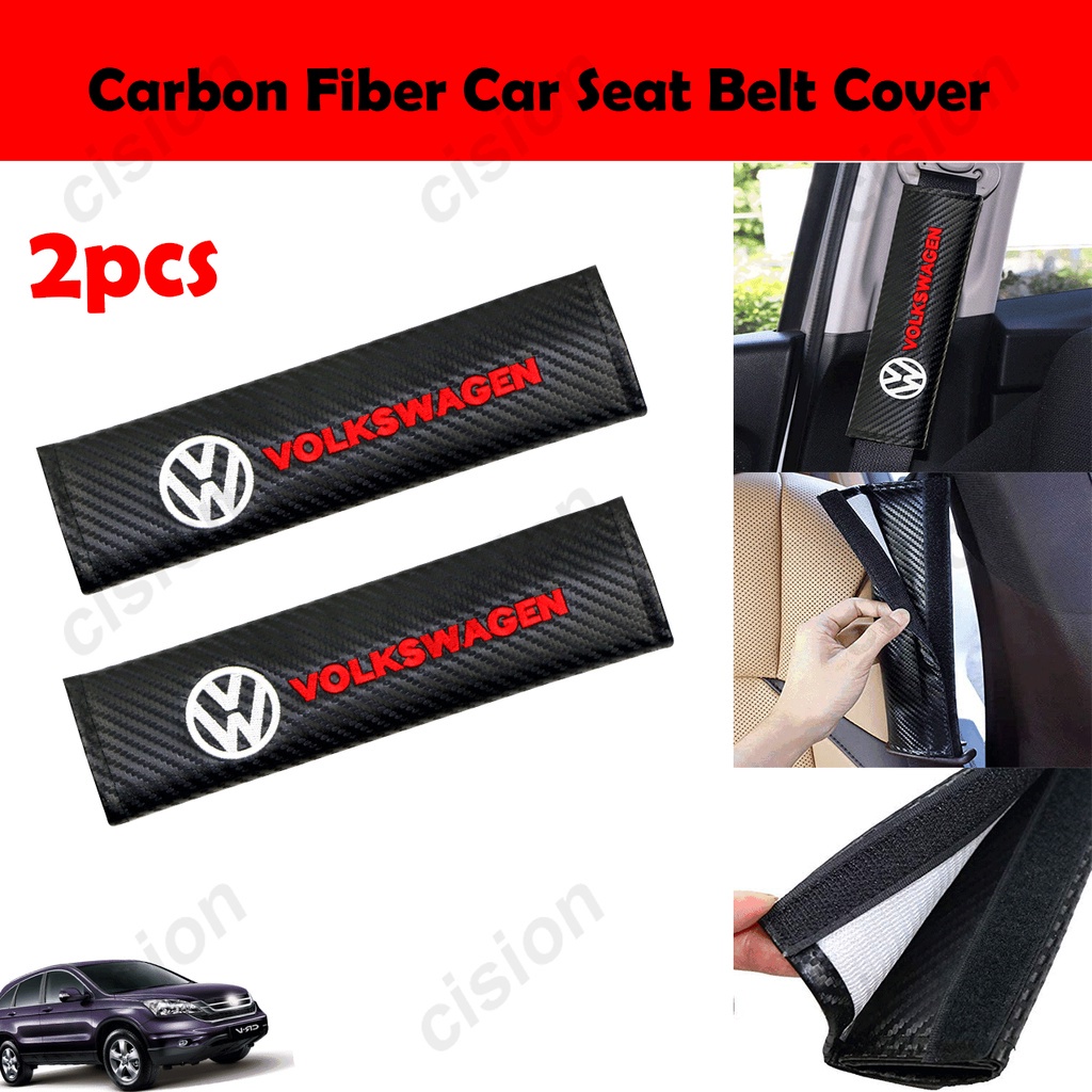 2pcs Cover Sabuk Pengaman Mobil Bahan Carbon Fiber Untuk Volkswagen Golf MK6 MK7 Polo Jetta Beetle Passat Scirocco Tiguan CC