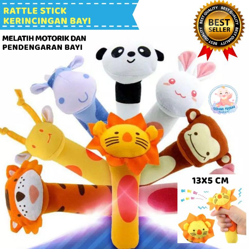 Original Mainan Rattle Stick Genggam Bunyi  untuk Bayi lucu karakter