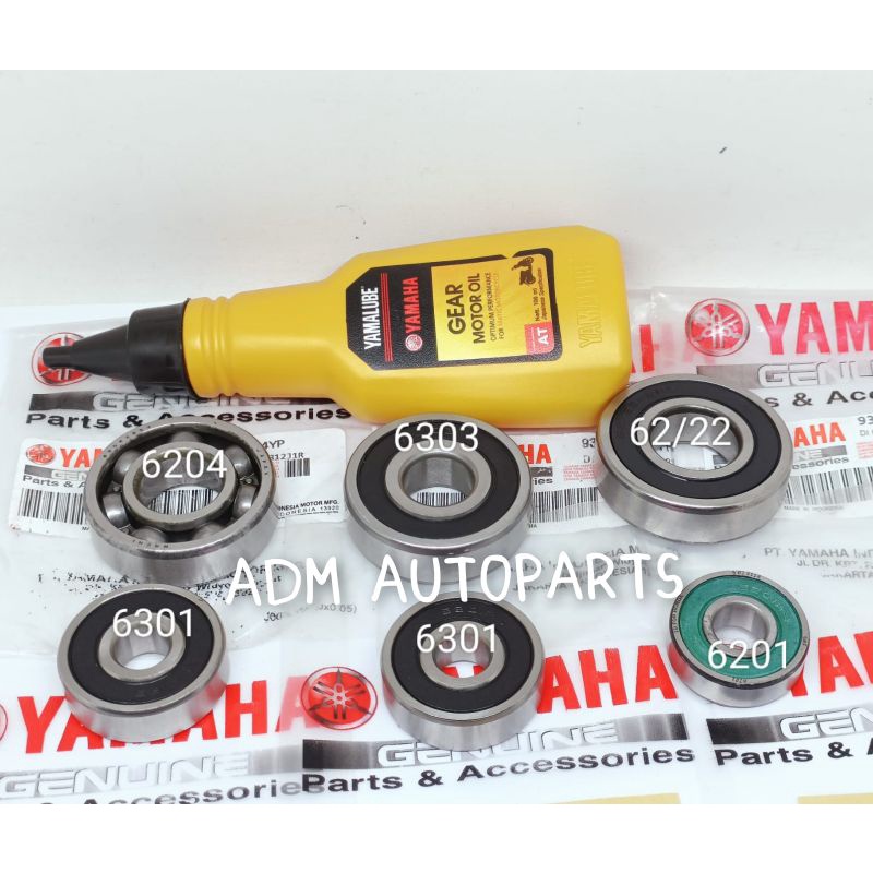 Bearing Rasio Gear BOX Gardan 2PH Set 6pc+Oli GardanMio m3 Fino 125 Xride 125 Mio soul GT 125 Mio