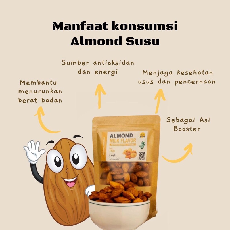 KACANG ALMOND SUSU 150 GRAM / ALMOND Roasted Milk flavour In Shell/ Kacang Cangkang Arab Rasa Susu / Kacang Kulit Almond Panggang