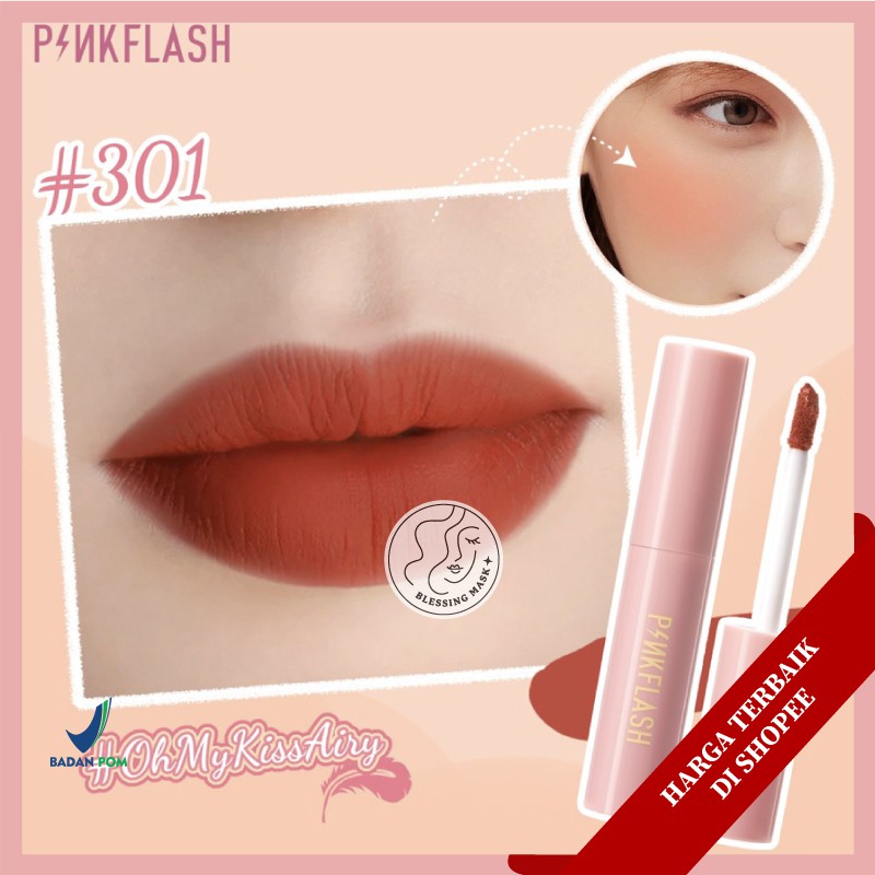 [BPOM] PINKFLASH Matte Liquid Lipstick Lasting Waterproof Lip Tint Shimmer Lip Gloss Velvet Matte-#301 Lip Tint