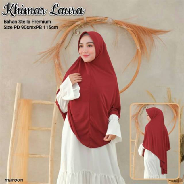 HIJAB / KHIMAR INSTAN SYAR'I JUMBO POLOS - KHIMAR LAURA - BAHAN STELA HALUS NYAMAN DIPAKAI