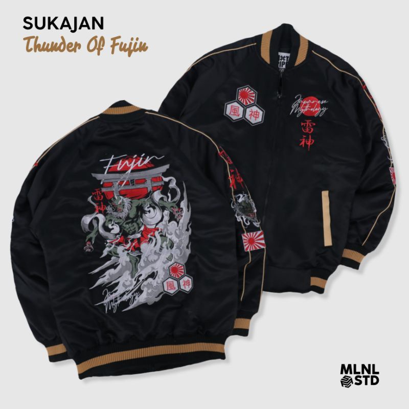 Sukajan Jacket FUJIN Black Bordir Jaket Sukajan Original Sukajan Bushido Fujin Jepang Sukajan Muraya