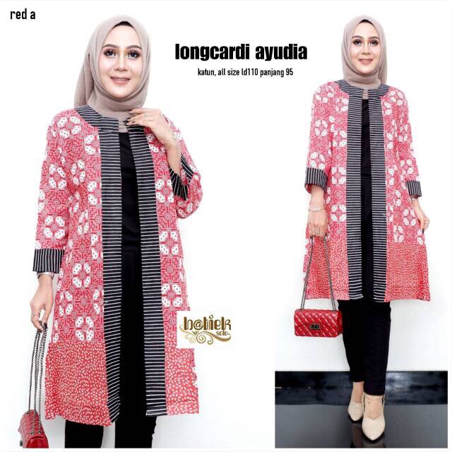 Longcardi Ayudia Bolero List Kawung Batik Cardigan Batik Outerwear Batik Outer Batik Cardi Sloka