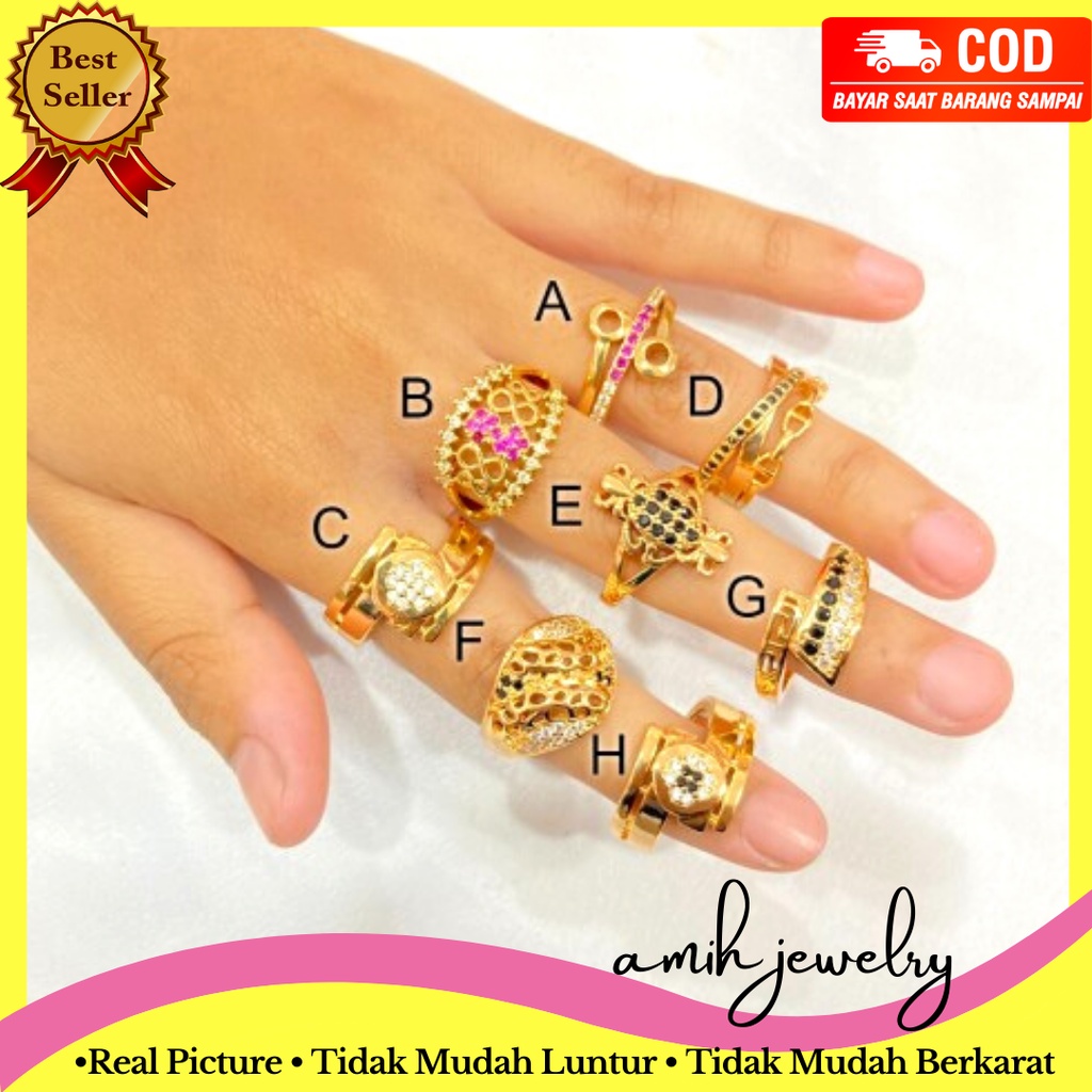 Cincin Titanium Cincin Aksesoris Fashion Aksesoris Wanita Cincin Wanita Mata Hitam Merah C21