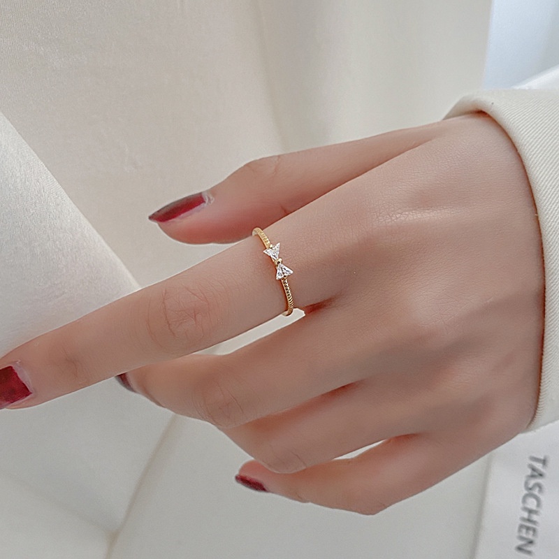 Adjustable Ring Korean Butterfly Diamond Knot Opening Female Exquisite Ins Simple Zircon Ring Female Sexy Girl Jewelry