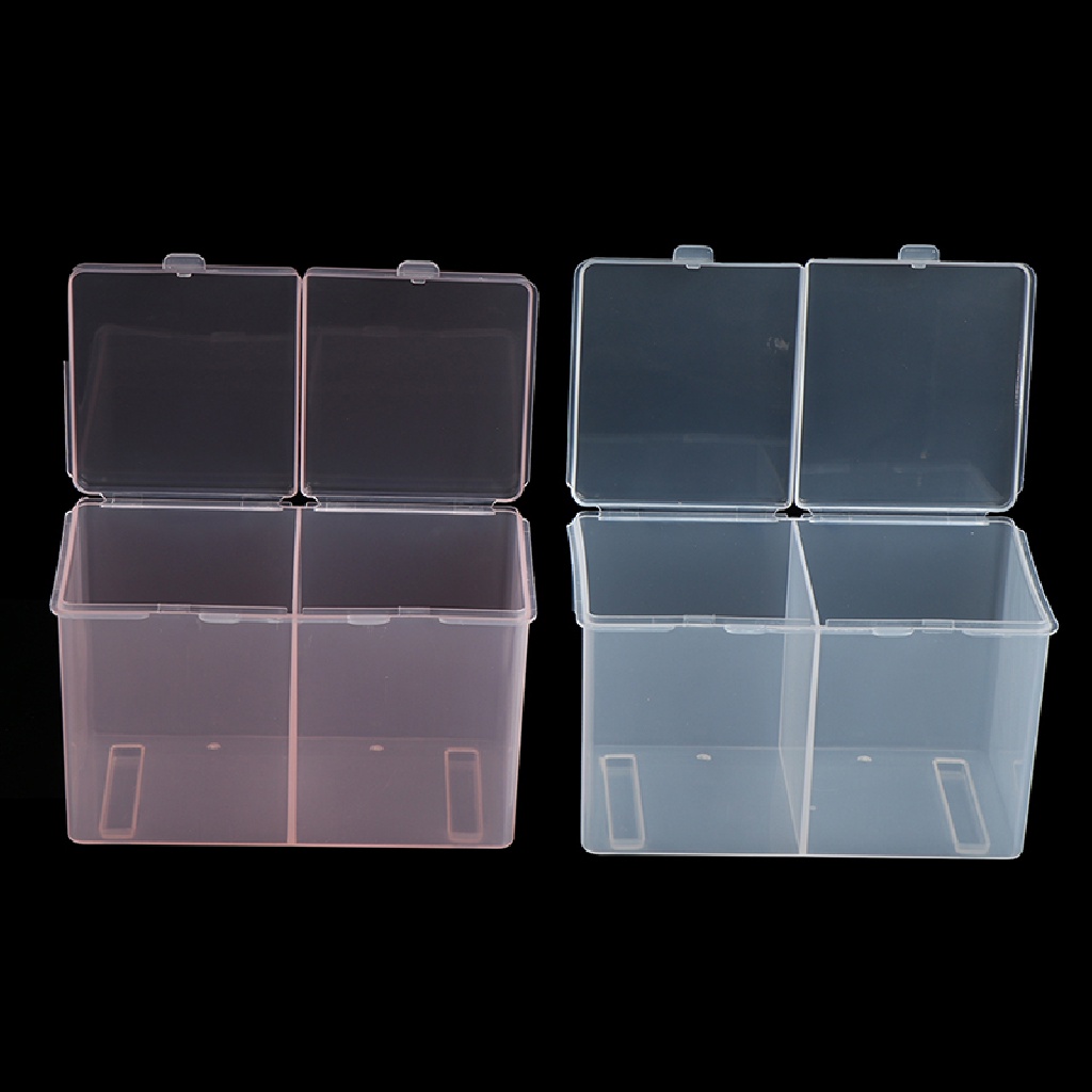 {whitebright3.id} Twin Well Empty Grids Portable Storage Case Wipe Pads Cotton Swab Container ,