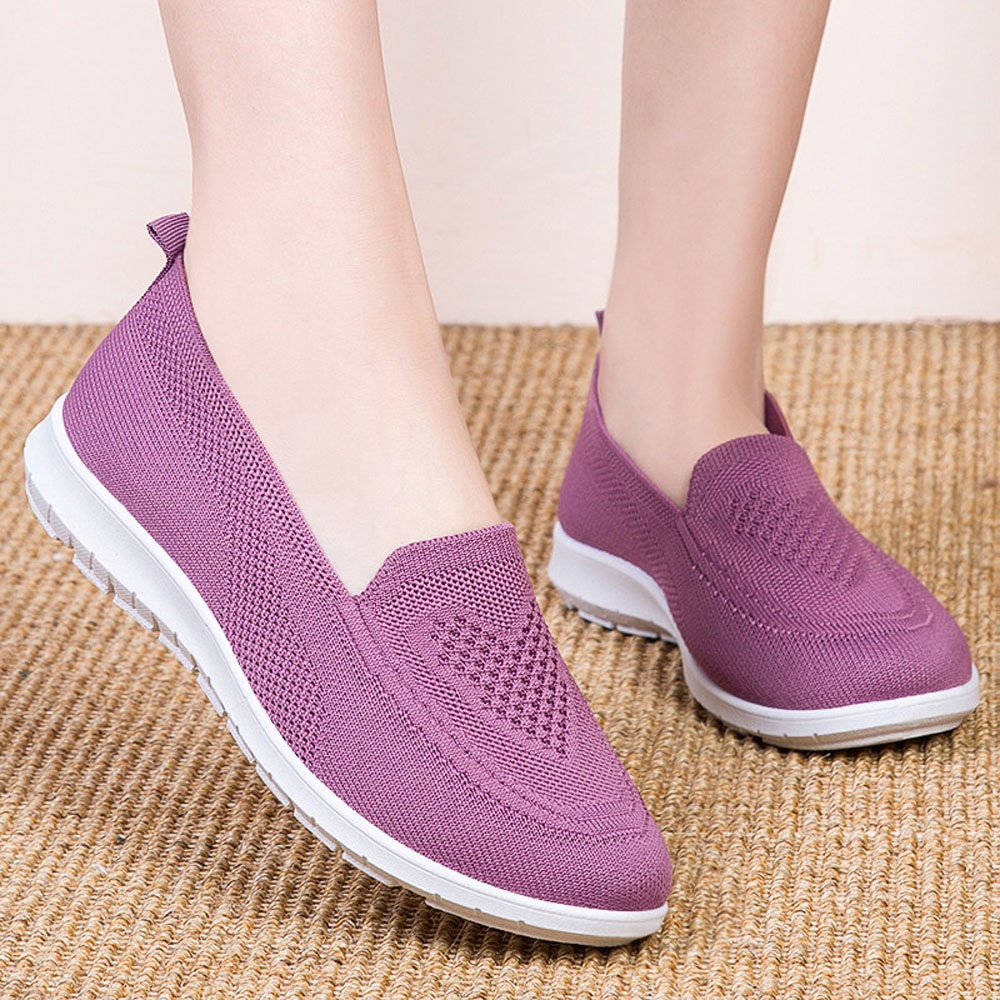 Sepatu wanita sneakers 2022 Sepatu olahraga rajutan terbang sports shoes Bahan Full Karet Anti Licin