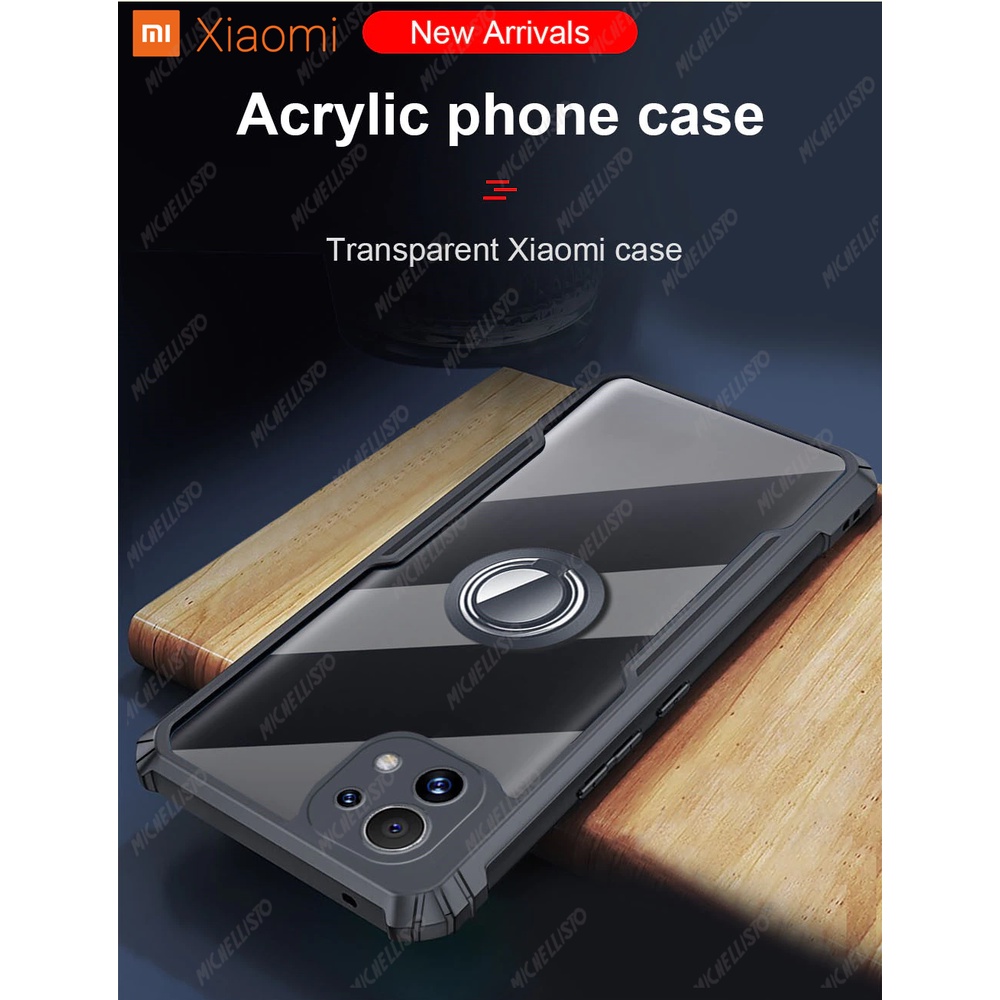 Case Xiaomi Mi 11 Lite Ring Standing BLADE Transparan CLEAR Casing