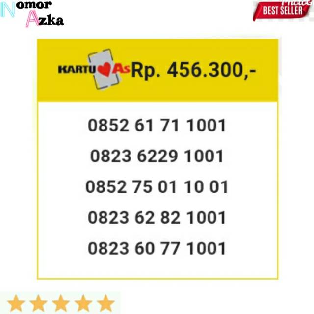 Kartu perdana nomor cantik as seri 6171 abba 1001 gb11