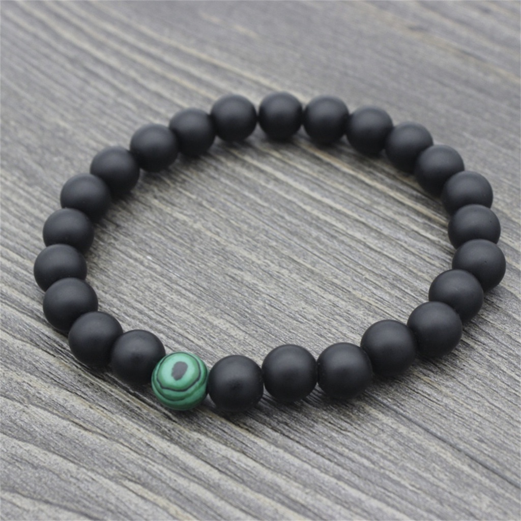 Hu Hu Hu Hu Hu Alat Bantu Pasang Kacamata♡ 1 / 2Pcs Gelang Manik-Manik Batu Malachite Imitasi Diameter 8mm Elastis Untuk Unisex