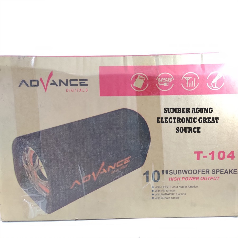 Advance T104 Subwoofer Speaker 10inch High Power Listrik Aki Mobil Rum