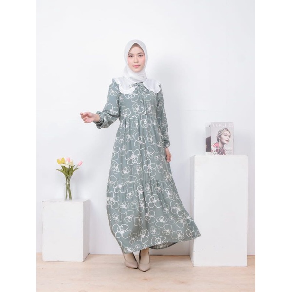 Winna Maxi Gamis - Dress Muslim Lengan Panjang Katun Lebaran