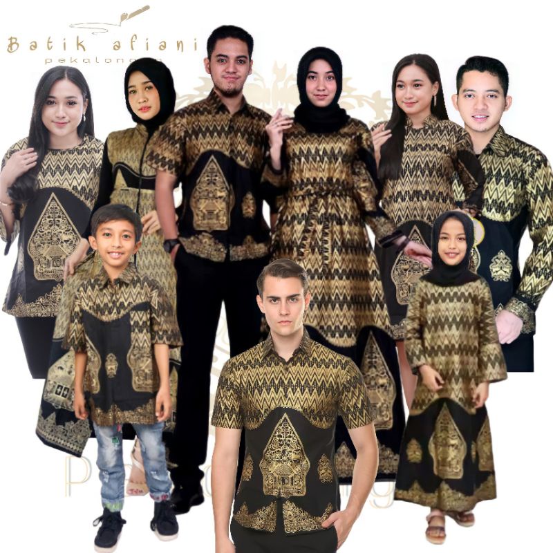 Maura Couple - Sania Ruffle Batik Keluarga Couple Jazy Gamis Syar'i - Gamis Kerah Jazy Terbaru Motif Wayang Prodo