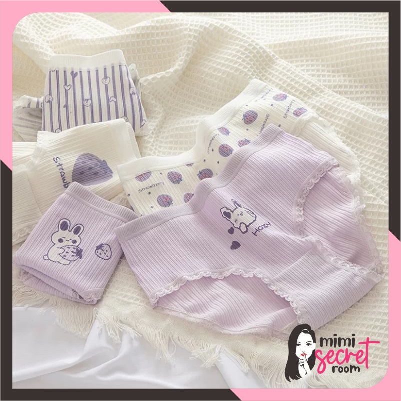 ❤ MIMI ❤ Celana Dalam Wanita Polos high quality katun import CD Bunny Berry Purple Murah