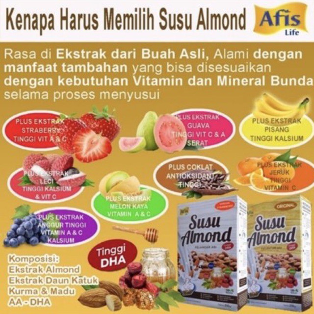 Afis Life Susu Almond - Pelancar Asi Booster - Minuman Ibu menyusui