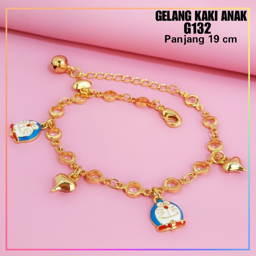 Gelang kaki xuping gelang tangan anak doraemon blue perhiasan lapis emas gold G132