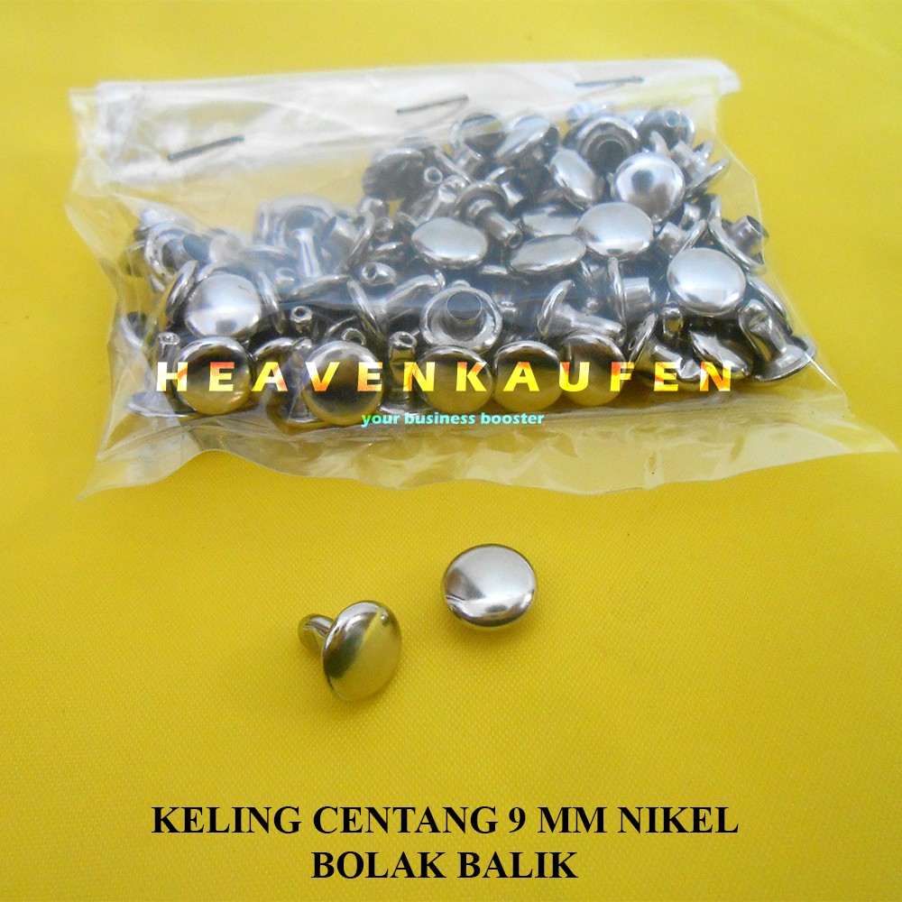 Paku Keling Rivet Centang / Gepeng Nikel Silver 9 mm Bolak Balik Harga Per Pack isi 50 pasang