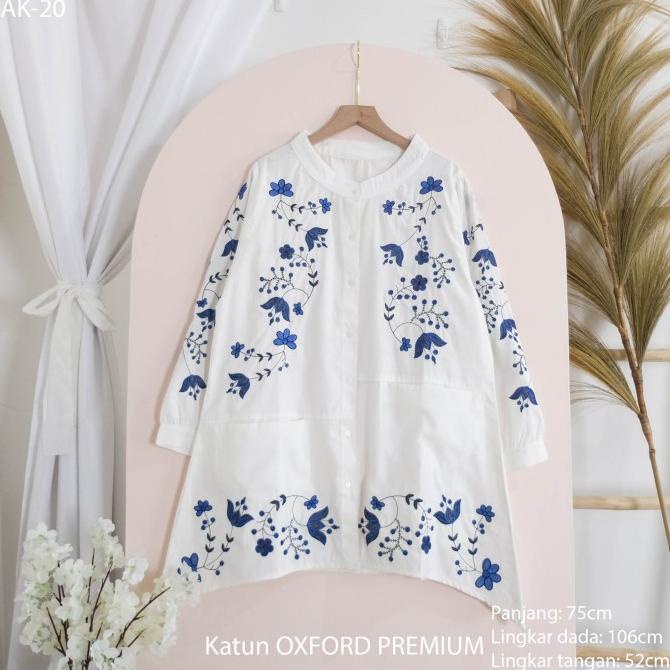 Atasan Bordir Wanita Blouse Baju Kerja Katun Oxford PREMIUM 'LOLI'