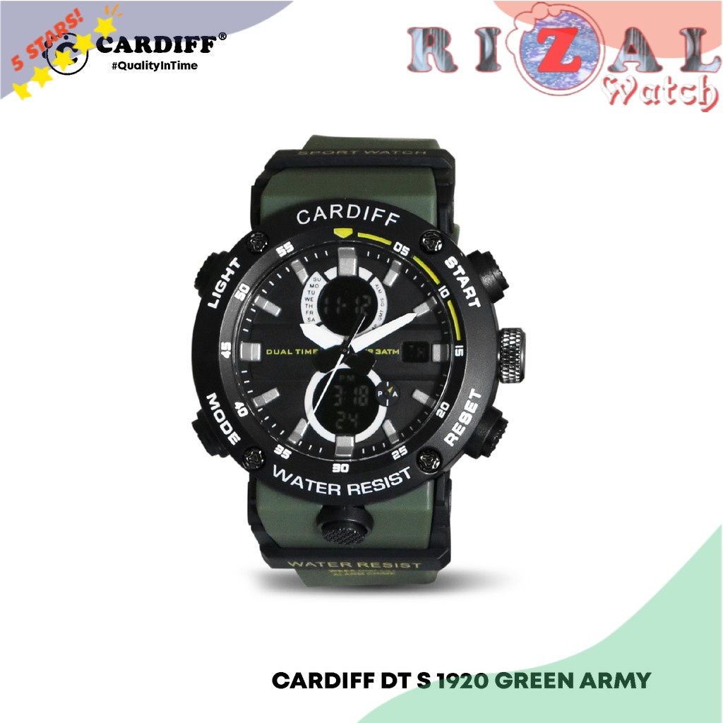 Terlaris JAM TANGAN KEKINIAN CARDIFF DUAL TIME 1920 JAM TANGAN KEKINIAN Digital Sport Pria
