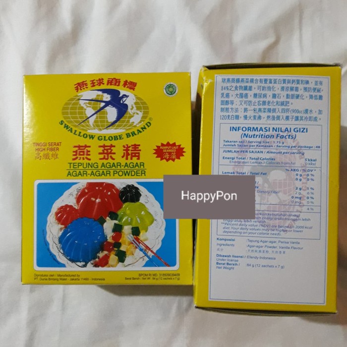 

cs777vv Agar-Agar Swallow Globe Plain | Tepung Agar-Agar - Plain Da01D100